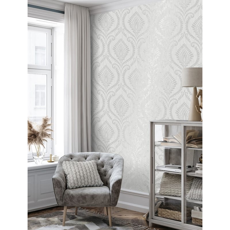 Fine Decor Estelle Grey Damask Wallpaper