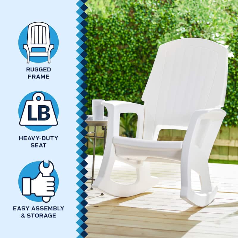 Semco Plastics Rockaway Heavy Duty All-Weather Outdoor Rocking Chair, Green - 26