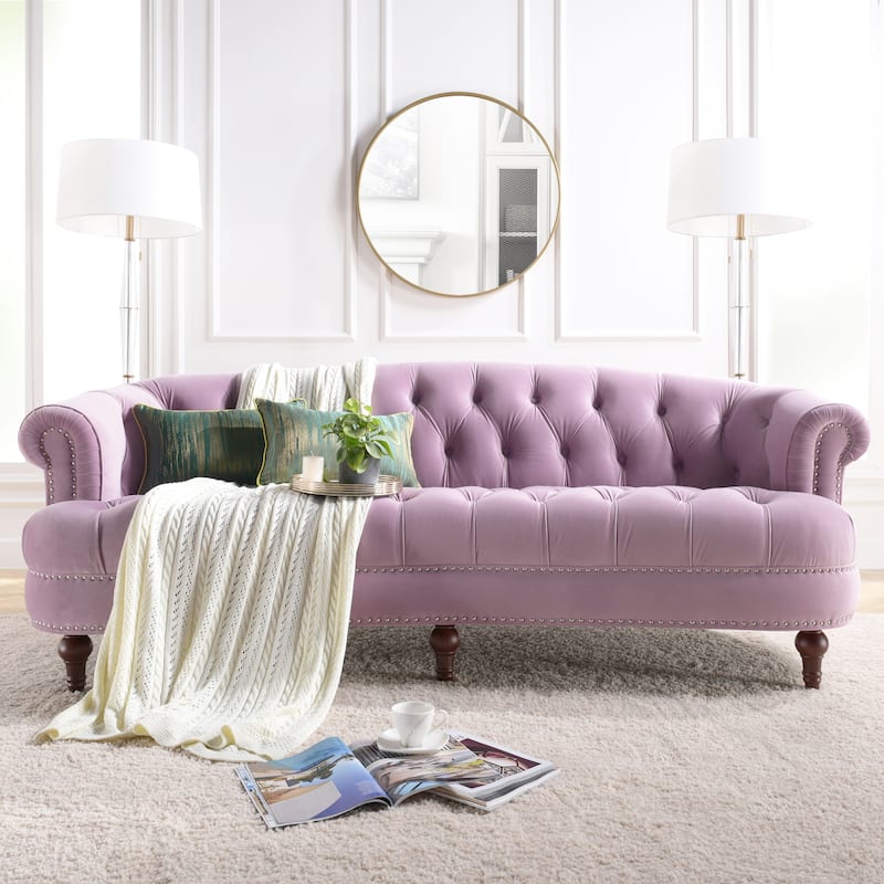 La Rosa 84" Mid-Century Modern Velvet Upholstered Chesterfield Tufted Sofa