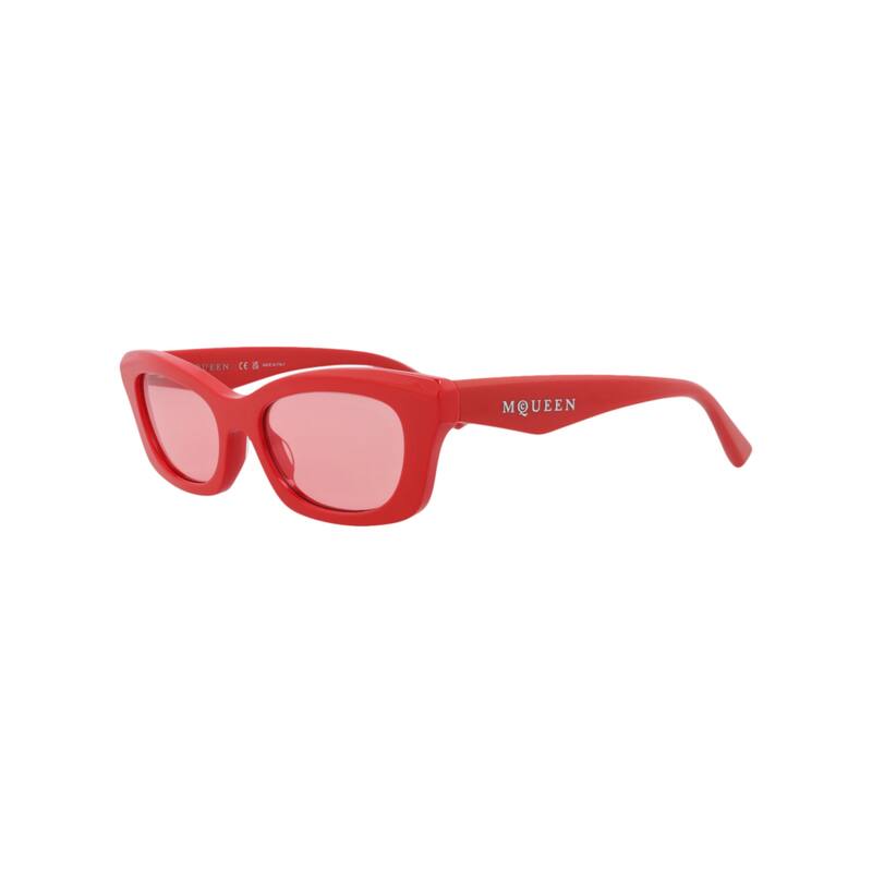 Alexander McQueen Square-Frame Recycled Acetate Sunglasses, Cherry Lens, Shiny Solid Red Frame