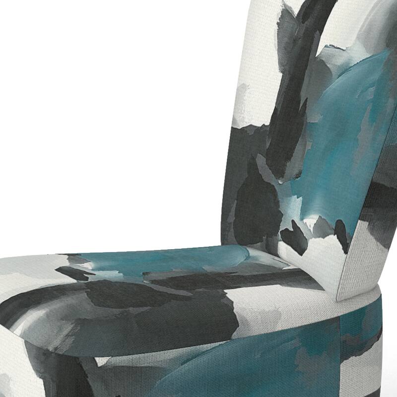 Designart "Geometric Black And Teal IV" Upholstered Abstract Accent Chair - Modern Arm Chair For Bedroom