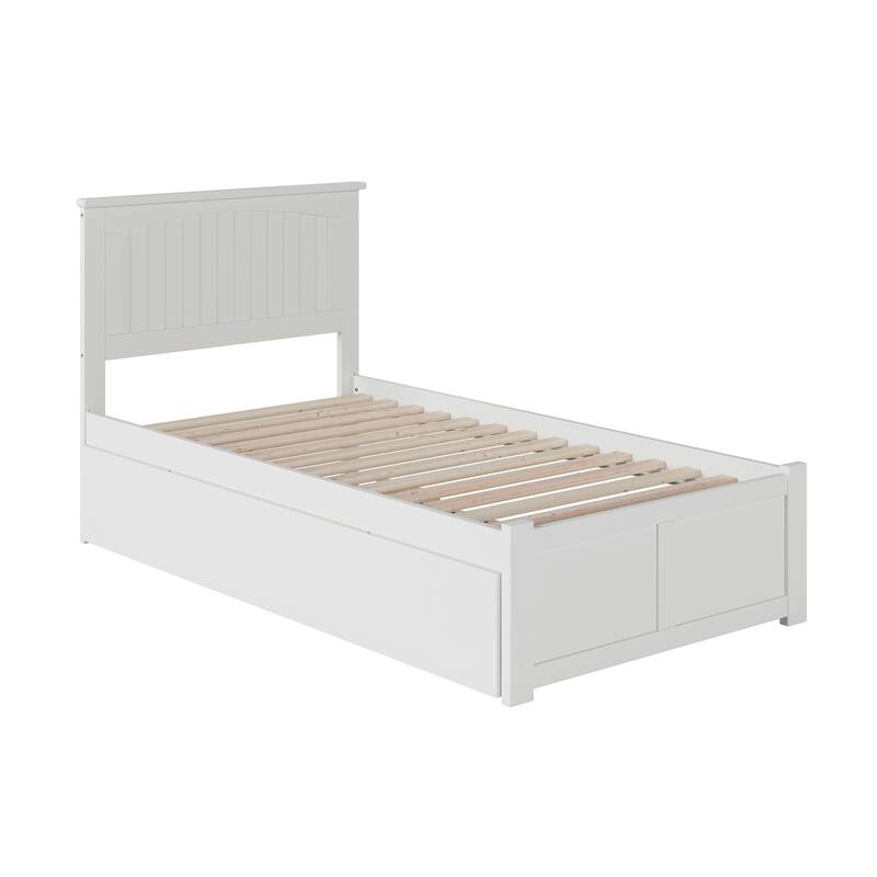 AFI Nantucket Twin Size Platform Bed with Footboard and Twin Trundle in White