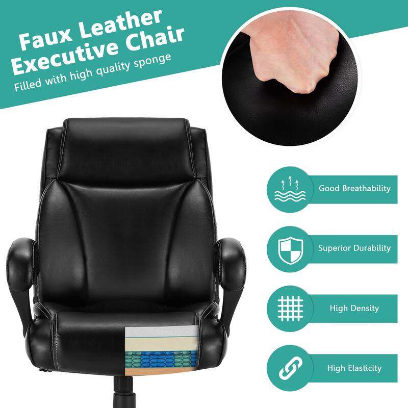 Costway 400 LBS Big & Tall Leather Office Chair Adjustable High Back - See Details