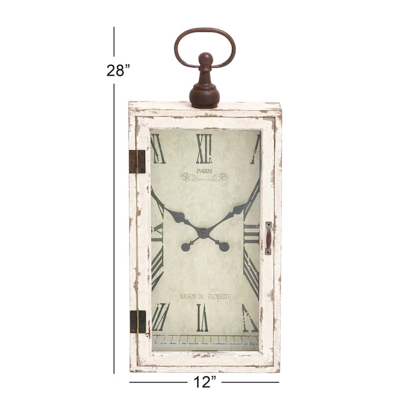 Wooden Pocket Watch Style Wall Clock with Hinged Door - White - Roche River Decor