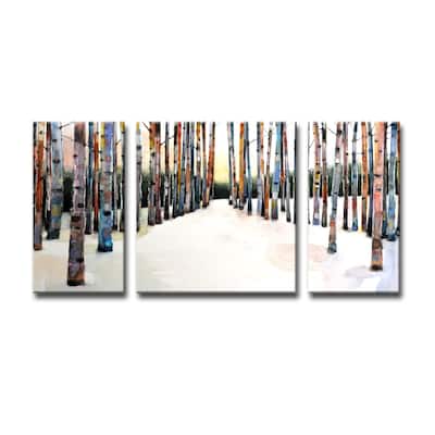'Painted Winter Grove' 3 Piece Wrapped Canvas Wall Art Set by Norman Wyatt Jr.