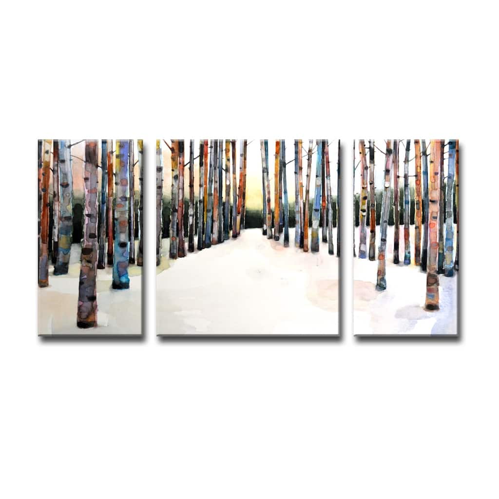 'Painted Winter Grove' 3 Piece Wrapped Canvas Wall Art Set by Norman Wyatt Jr.