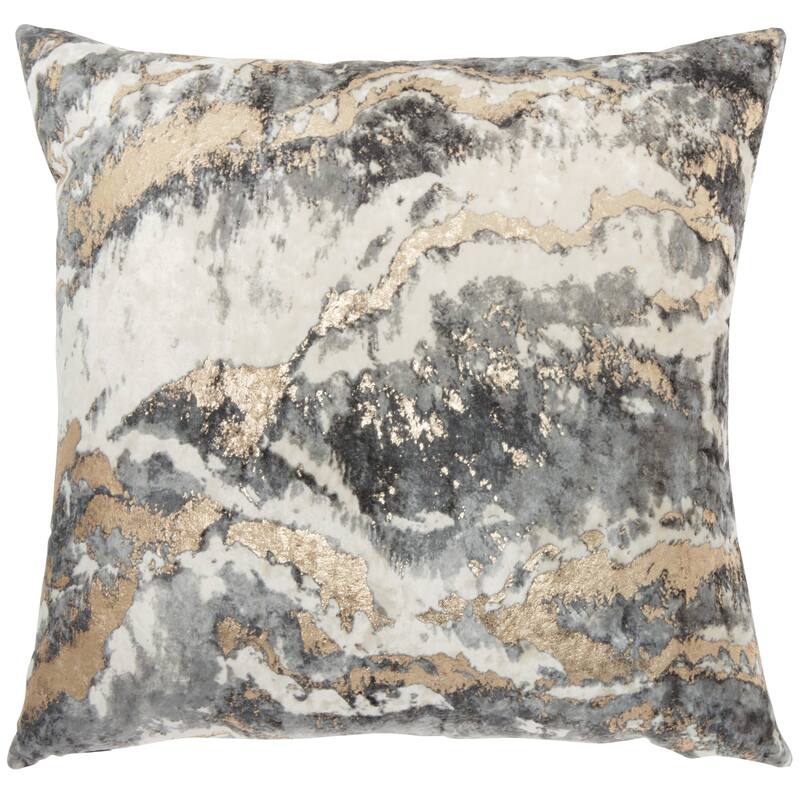 Mina Victory Metallic Marble Throw Pillow - Charcoal - 18" x 18"