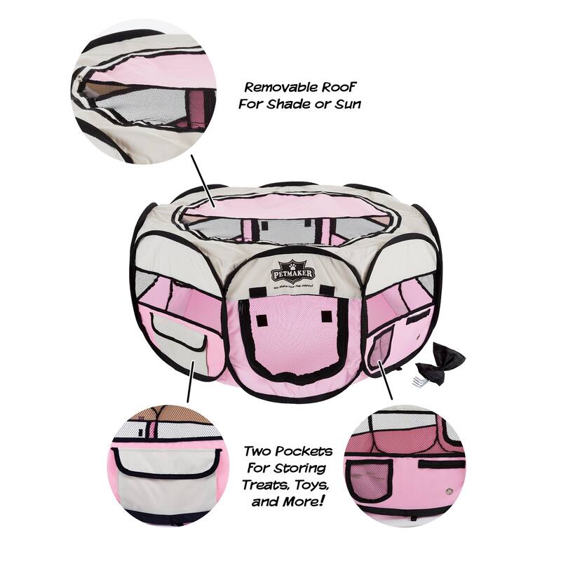 Petmaker Portable Pet Playpen - Pop-Up Dog Kennel with Carry Bag
