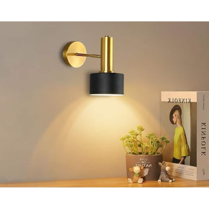 2 Pack wall sconces black and gold wall lamps metal wall light fixture - N/A