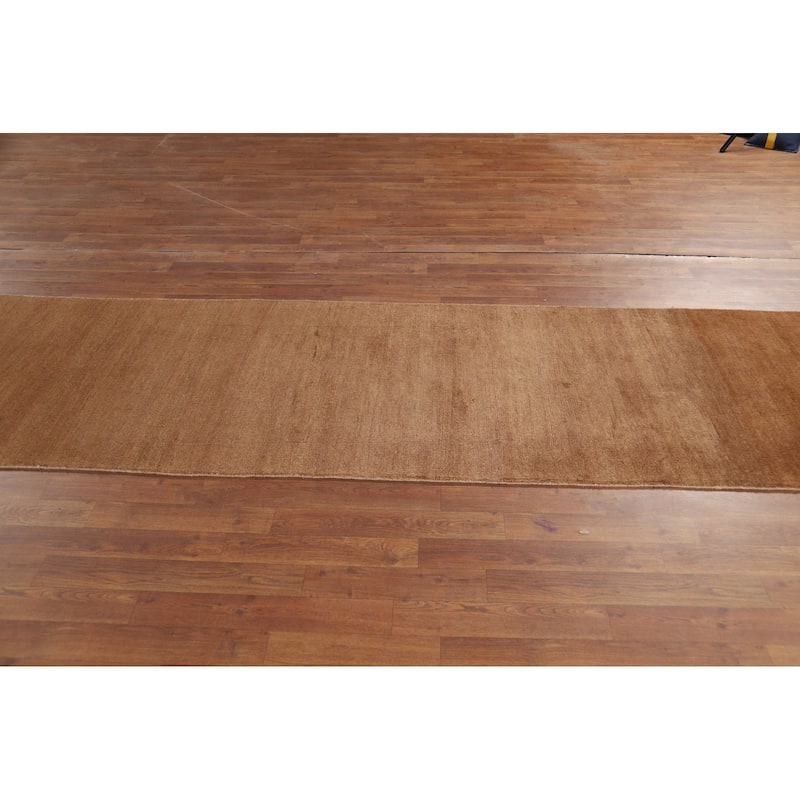 Brown Gabbeh Oriental Runner Rug Handmade Wool Carpet - 2'10"x 12'8"