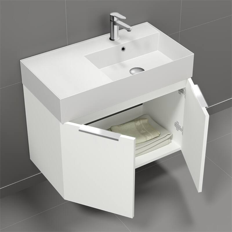 Nameeks Derin-3217-W-C-R Derin 32" Wall Mounted Single Basin Vanity