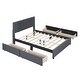 preview thumbnail 14 of 16, Full Size Upholstered Platform Bed With Classic Headboard And 4 Drawers, Linen Fabric