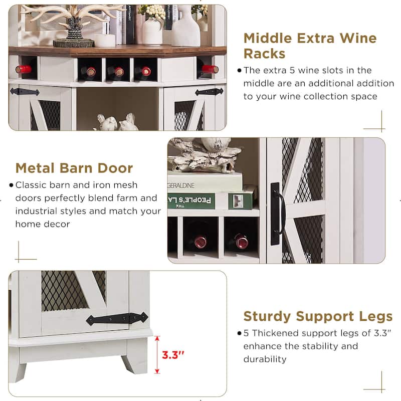 Farmhouse Corner Bar Storage Cabinet, Wine Bar Cabinet, Bar Cabinet
