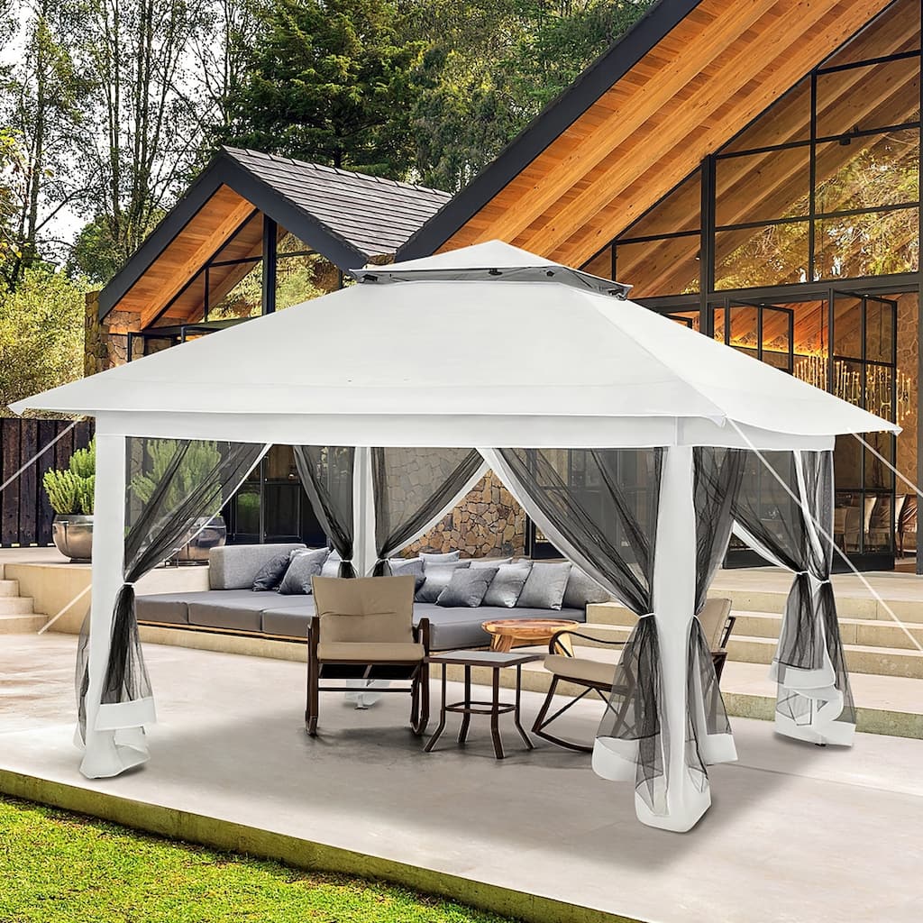 AVAWING 12x12 ft White Pop-up Canopy Party Tent with Sidewalls