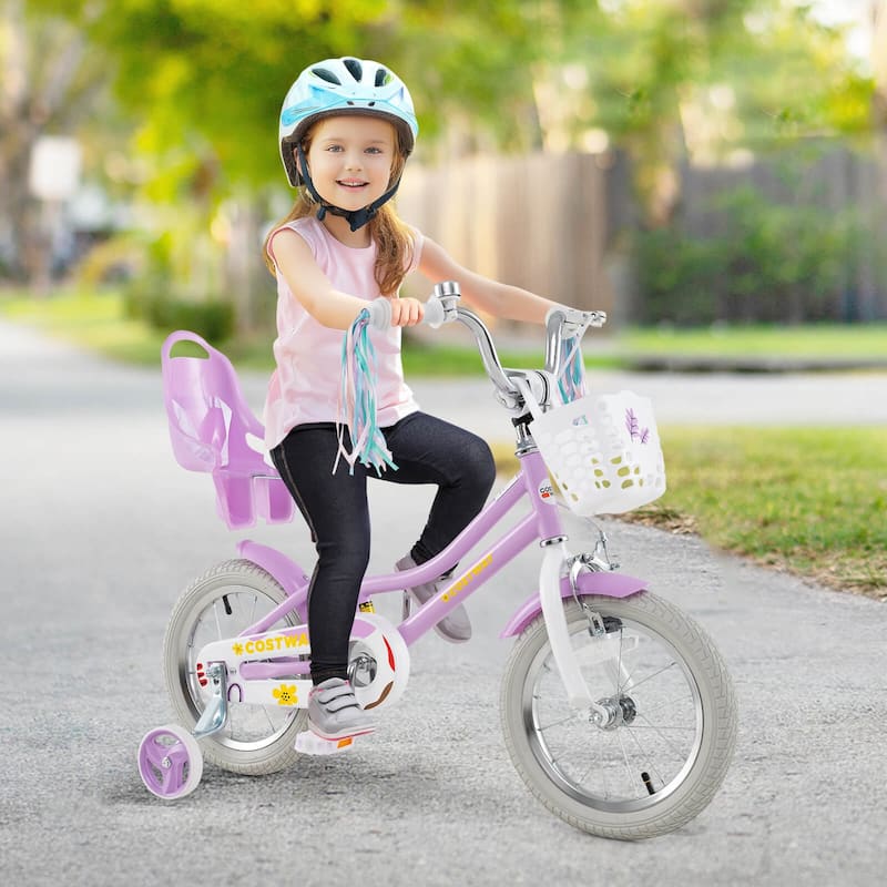 Costway 16" Kids Bicycle with Basket Doll Seat Colorful Streamers - See Details