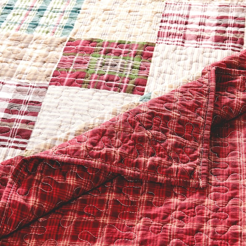Greenland Home Fashions Oxford Plaid 100% Cotton Throw Quilt