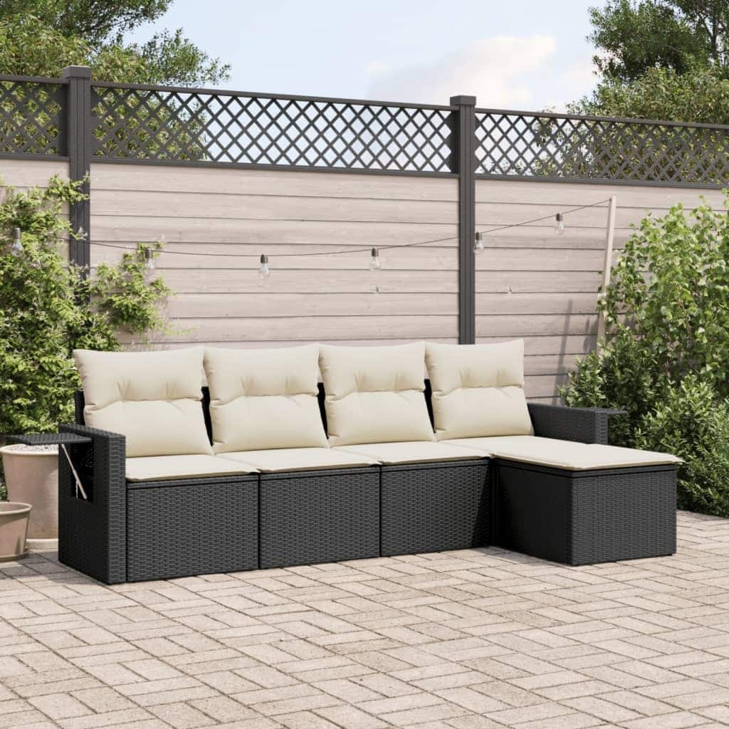 vidaXL Patio Sofa Set with Cushions Outdoor Conversation Furniture Poly Rattan