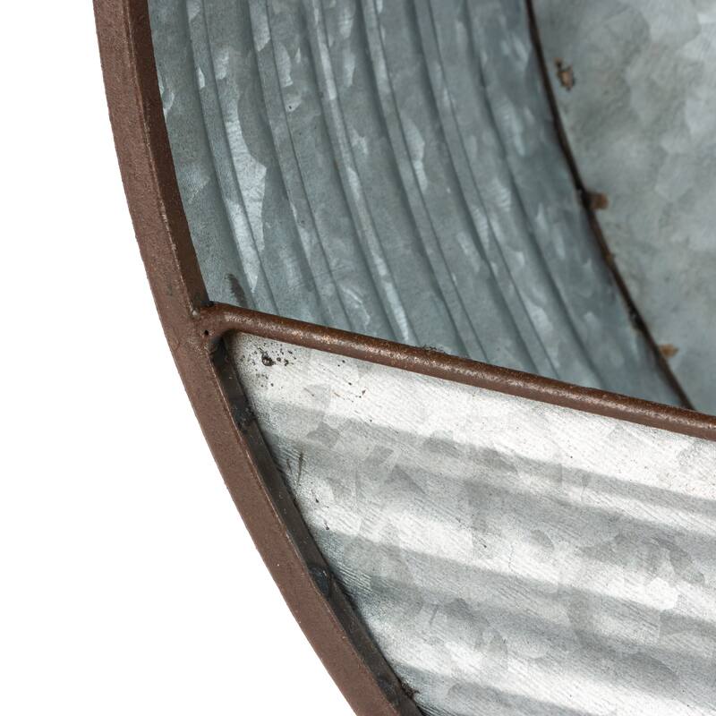 15.7 in. Round Galvanized Metal Hanging Wall Planter