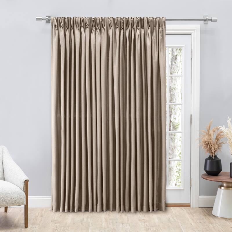 Premium Grasscloth Sheen Pinch Pleat w Back Tab Patio Curtain Panel - 100"W x 96"L - 96 Inches - Parchment