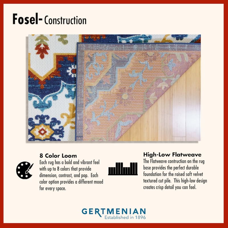 Gertmenian Fosel Chora Transitional Floral High-Low Flatweave Indoor/ Outdoor Area Rug - 5'3"x7'