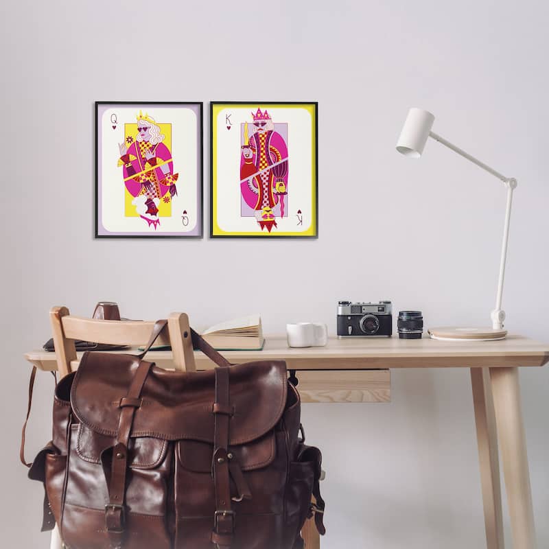 Stupell King & Queen Cards Framed Giclee Art Design By Grace Popp (Set of 2)