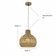 preview thumbnail 10 of 8, Homa Rattan Coastal Boho 12" Gold Dome Pendant Light - 12" Wide