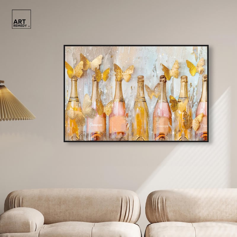 Golden Bright Campagne Line Canvas by Art Remedy