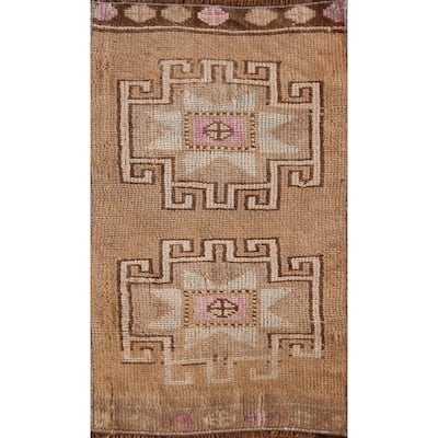 Hand Knotted Oriental 100% Wool Carpet Transitional Tribal Brown Anatolian Area Rug - 2' 4'' X 1' 4''