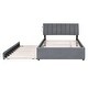 preview thumbnail 18 of 24, Full Size Teddy Fleece Upholstered Platform Bed with Twin Trundle and LED Lights, Classic Design