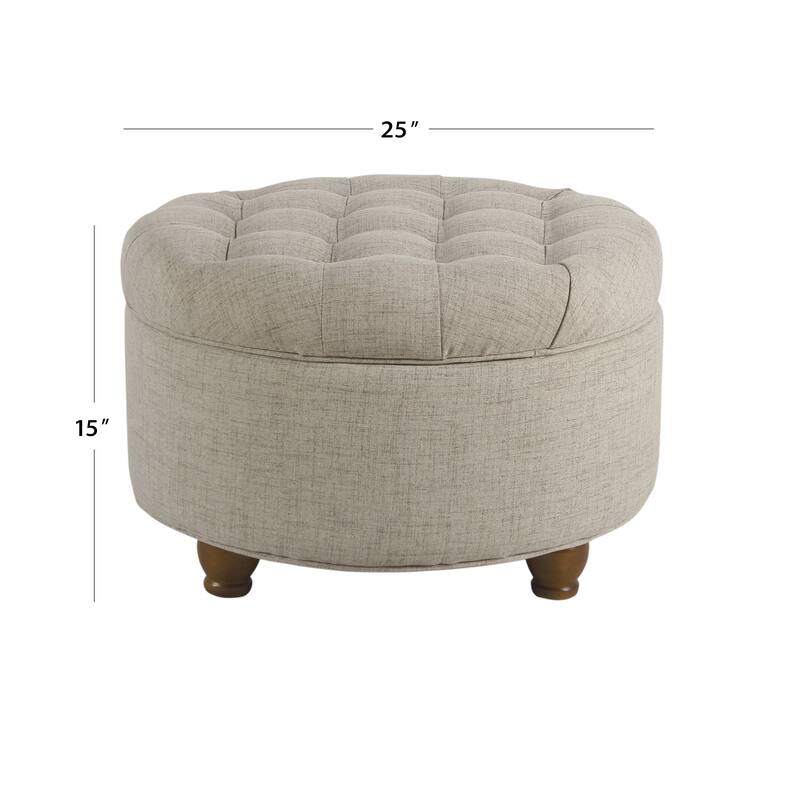 Copper Grove Lamentin Light Tan Tufted Round Storage Ottoman - Tan