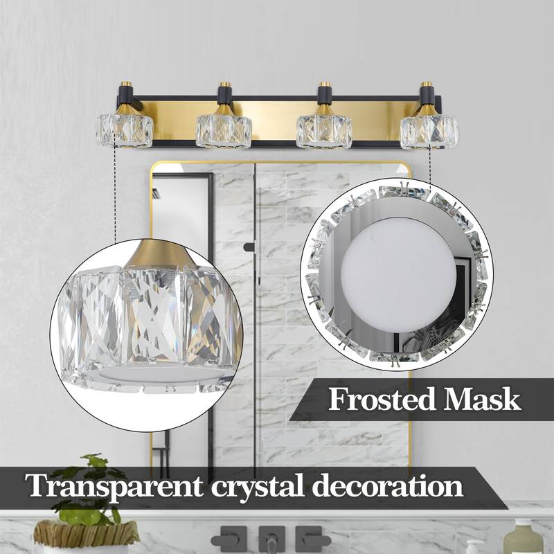 LED Bathroom 4-Light Modern Crystal Vanity Light Over Mirror