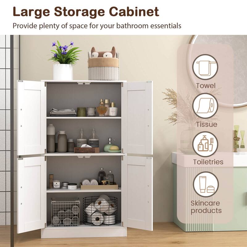 Costway Bathroom Cabinet with Doors & Adjustable Shelves Storage - See Details