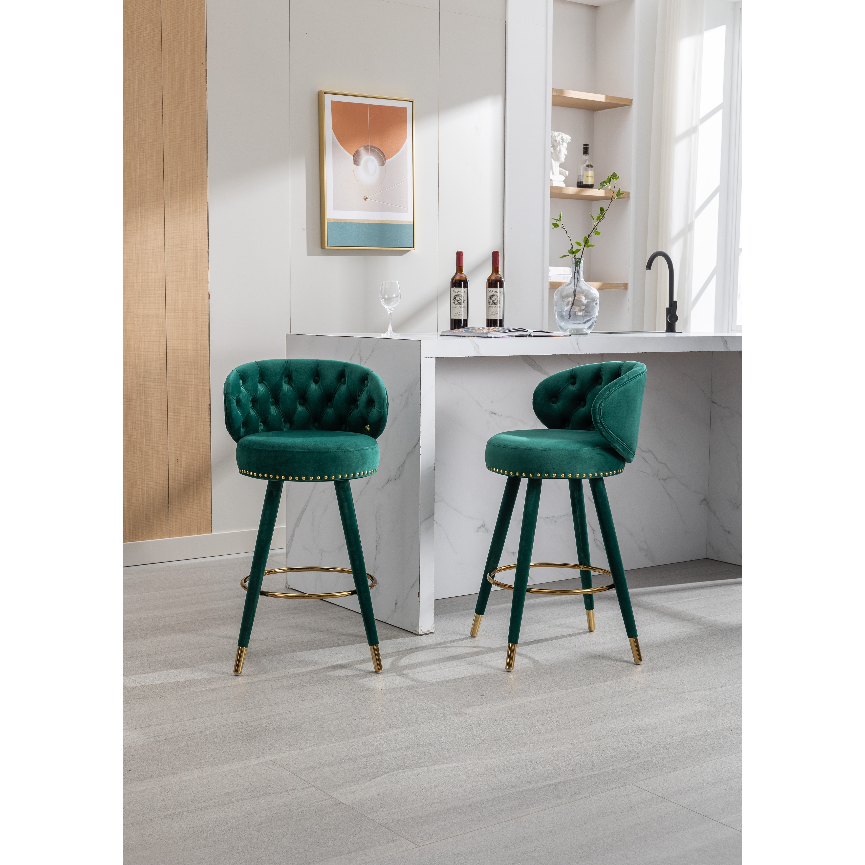 Counter height shop velvet chairs