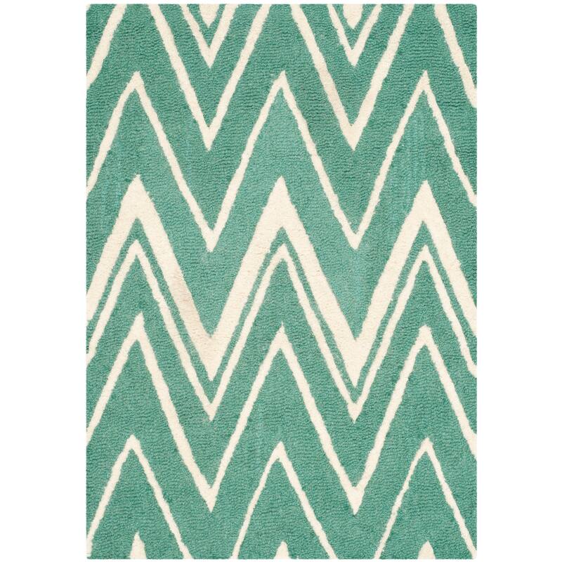 SAFAVIEH Handmade Cambridge Fumiko Modern Moroccan Wool Rug - 2' x 3' - Teal/Ivory
