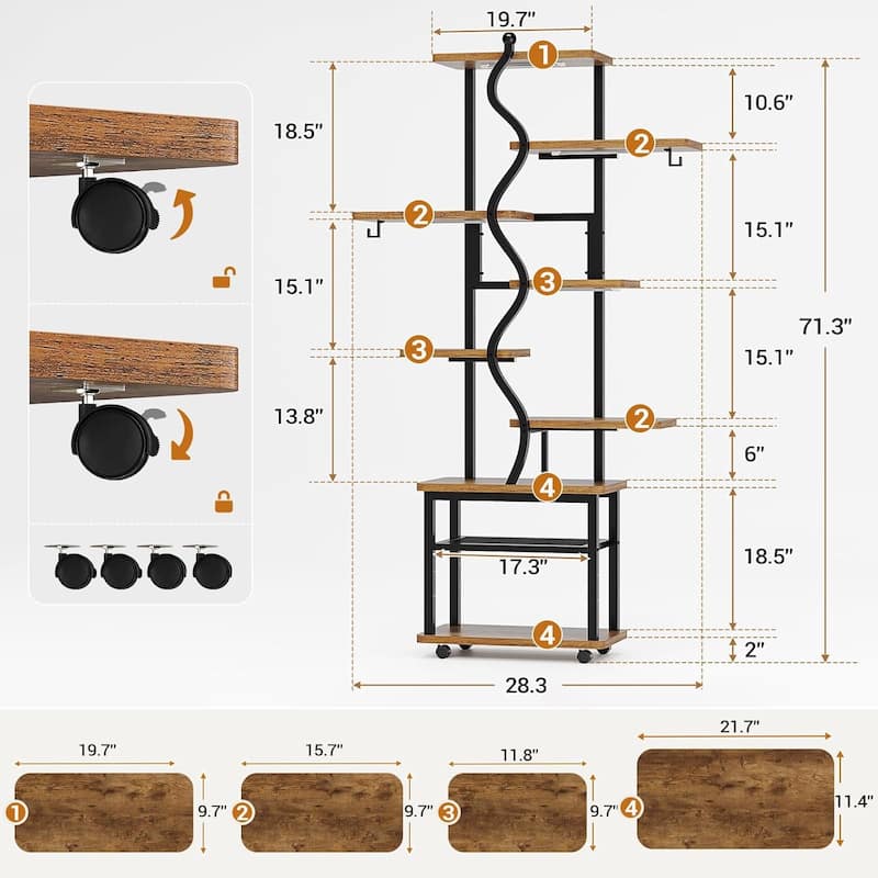 Plant Stand with Grow Light Plant Rack with Wheels Display Shelves