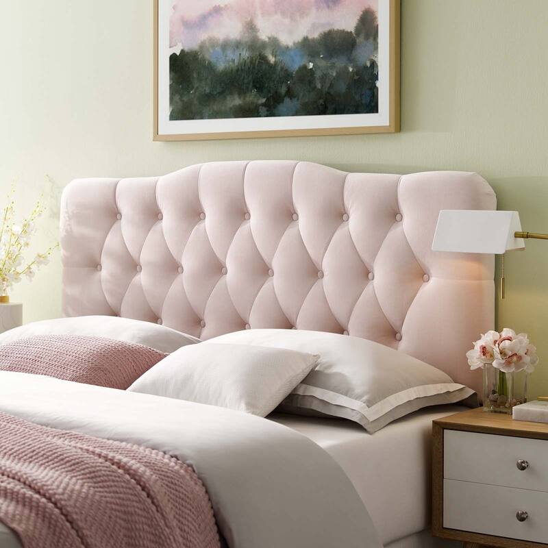 Copper Grove Wimpfen King-size Diamond-tufted Velvet Headboard - Pink - King