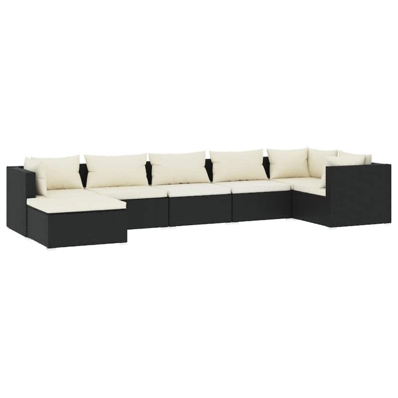 vidaXL Patio Lounge Set Outdoor Sectional Sofa Set Table Garden Poly Rattan - 27.6" x 27.6" x 23.8"