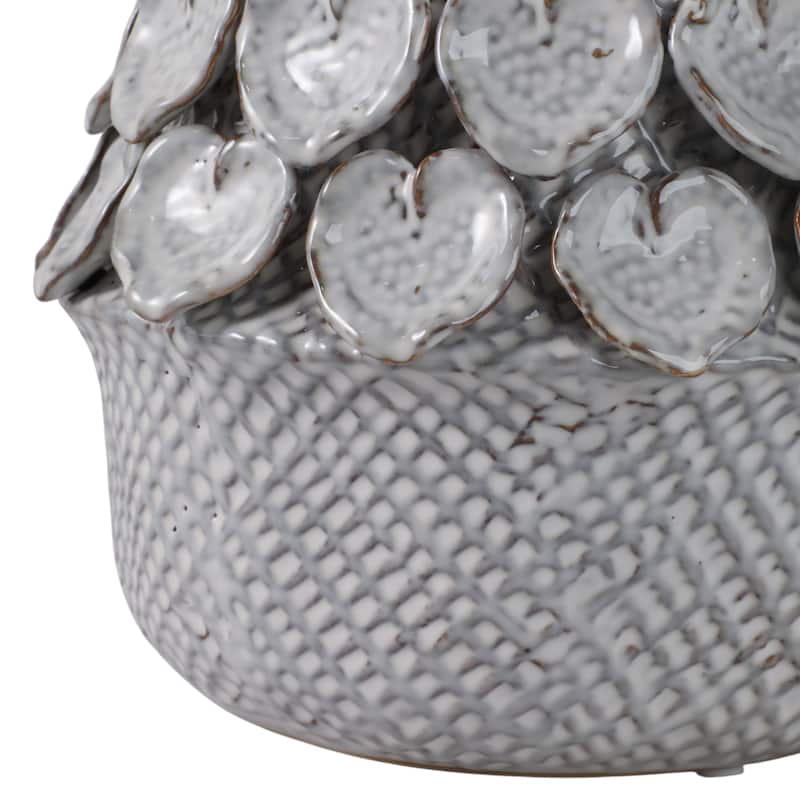 Stylish Ceramic Planter with Sculptural Leaf Heart Details