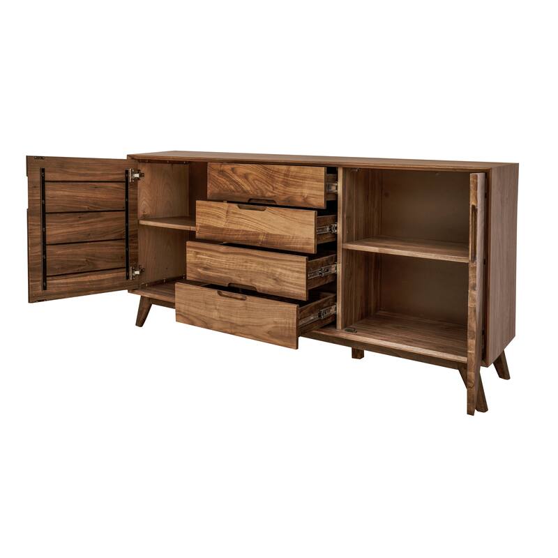 Rye Studio Santos Mid-Century Modern Walnut 3 Section Sideboard