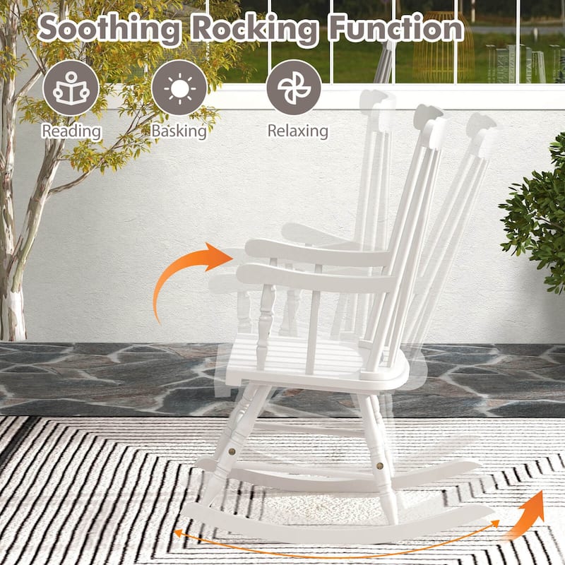 Costway Set of 2 Wood Rocking Chair Glossy Finish - See Details