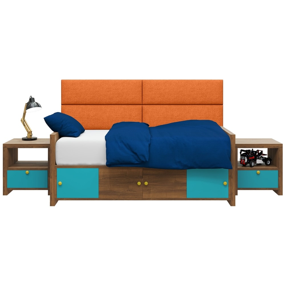 Jaxx Panelist Modern Padded Headboard - Set of 4 Fun Color Panels for Kids