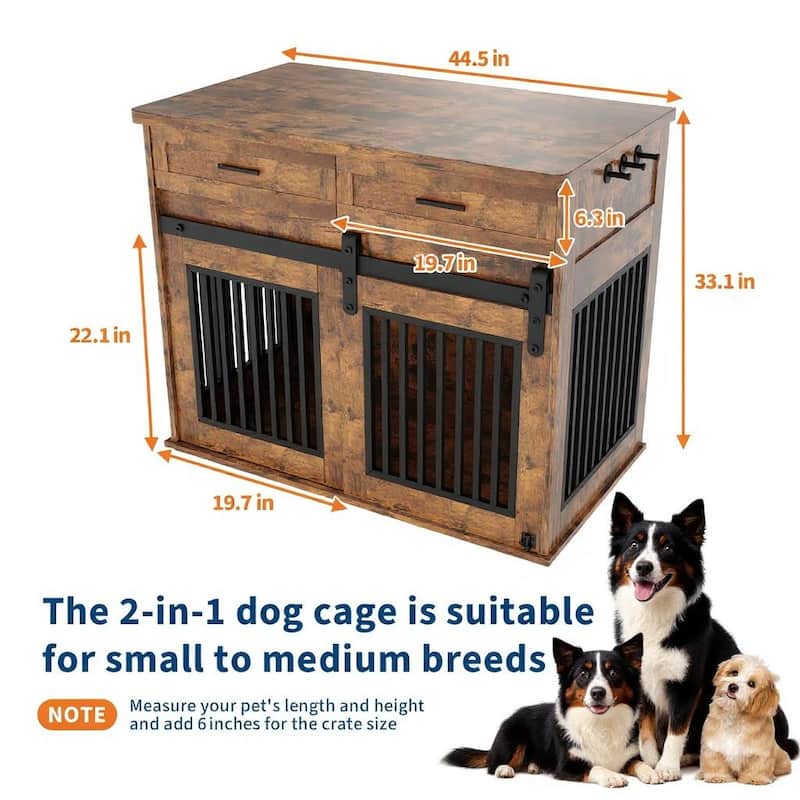 44.5'' Dog Crate Furniture, with Sliding Barn Door