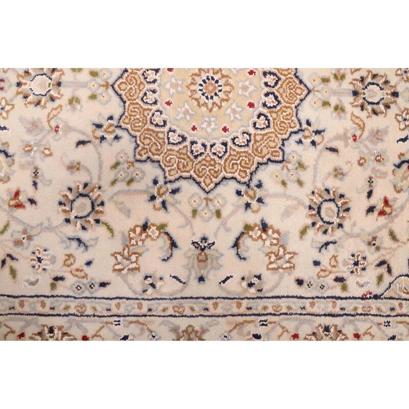 ECARPETGALLERY Hand-knotted Nain Cream Silk, Wool Rug - 2'8 x 12'2