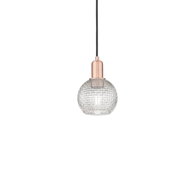 Innovations Lighting 716-1P-9-6 Athens Pendant Athens 6" Wide Mini - Antique Copper / Clear Basketweave