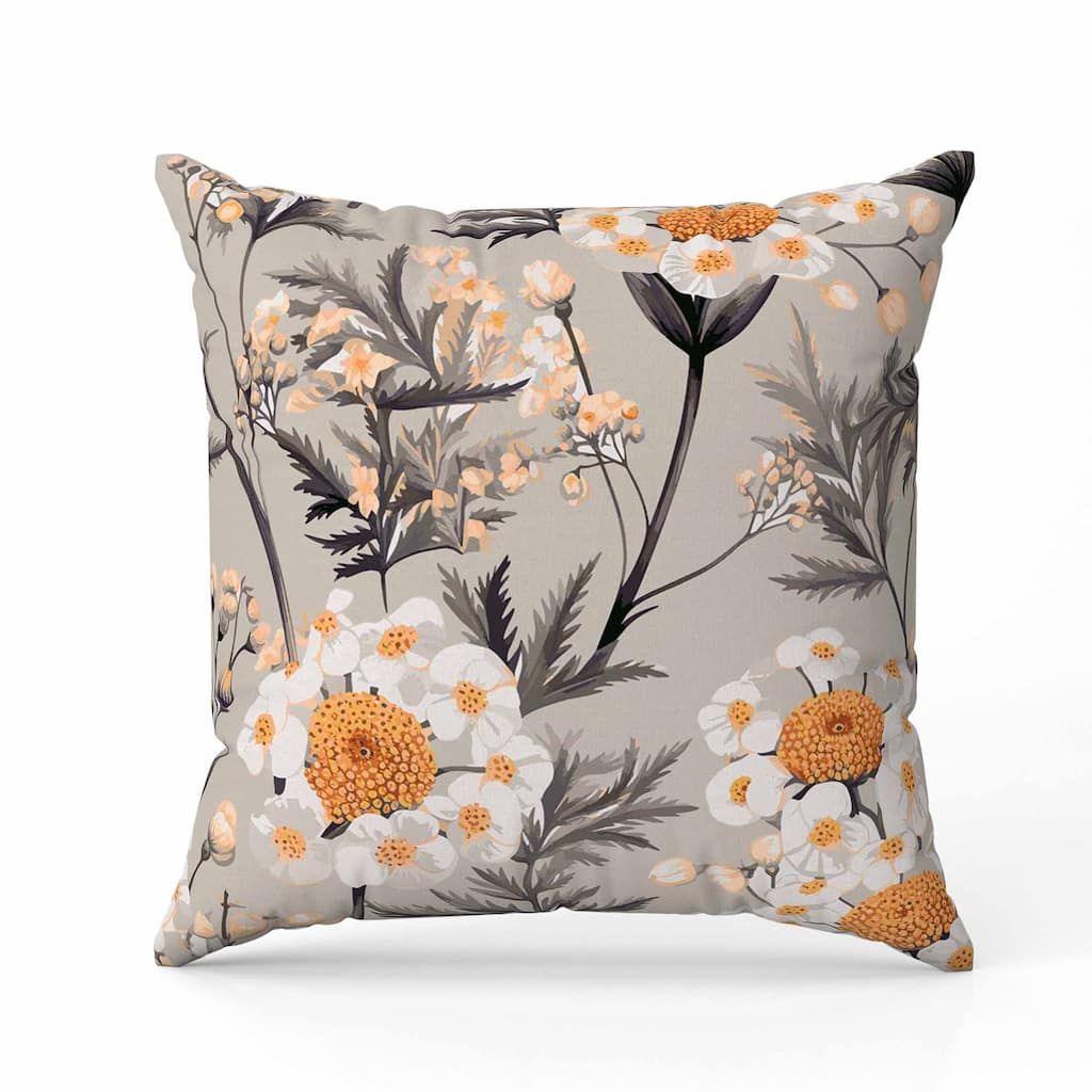 Millefolium Harmony Faux Suede Reversible Throw Pillow Grey and Orange