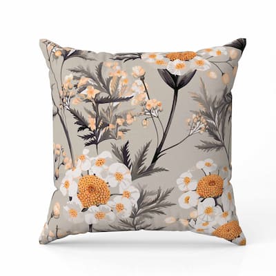Millefolium Harmony Indoor/Outdoor Reversible Throw Pillow Grey and Orange