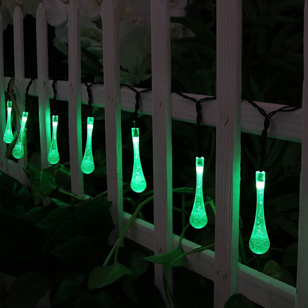 Sunnydaze 30-count White Water Drop LED Solar Powered String Lights - 20-foot Sunnydaze 30-count White Water Drop LED Solar Powered String Lights - 20-foot