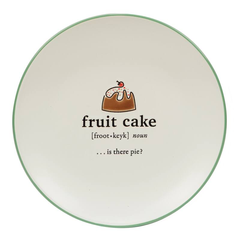 Certified International Christmas Fun Green Sayings 8.5" Dessert Plates, Set of 6 Assorted Designs - 8.5-inch
