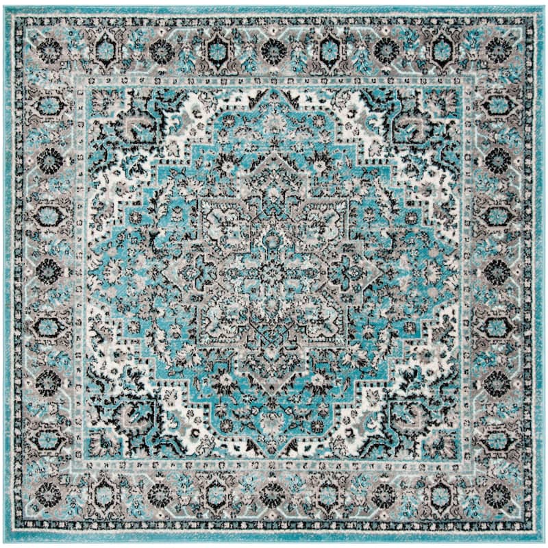 SAFAVIEH Skyler Agoritsa Oriental Boho Rug - 6'7" Square - Blue/Ivory