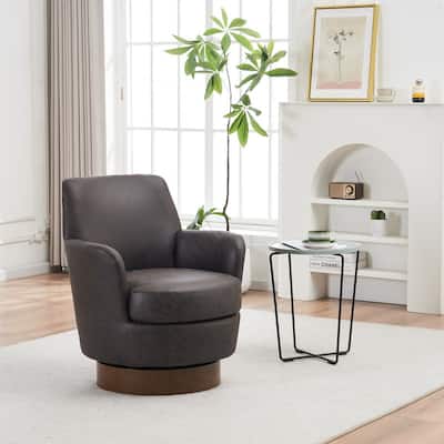 PU leather Swivel Barrel Chair, Swivel Accent Chairs Armchair